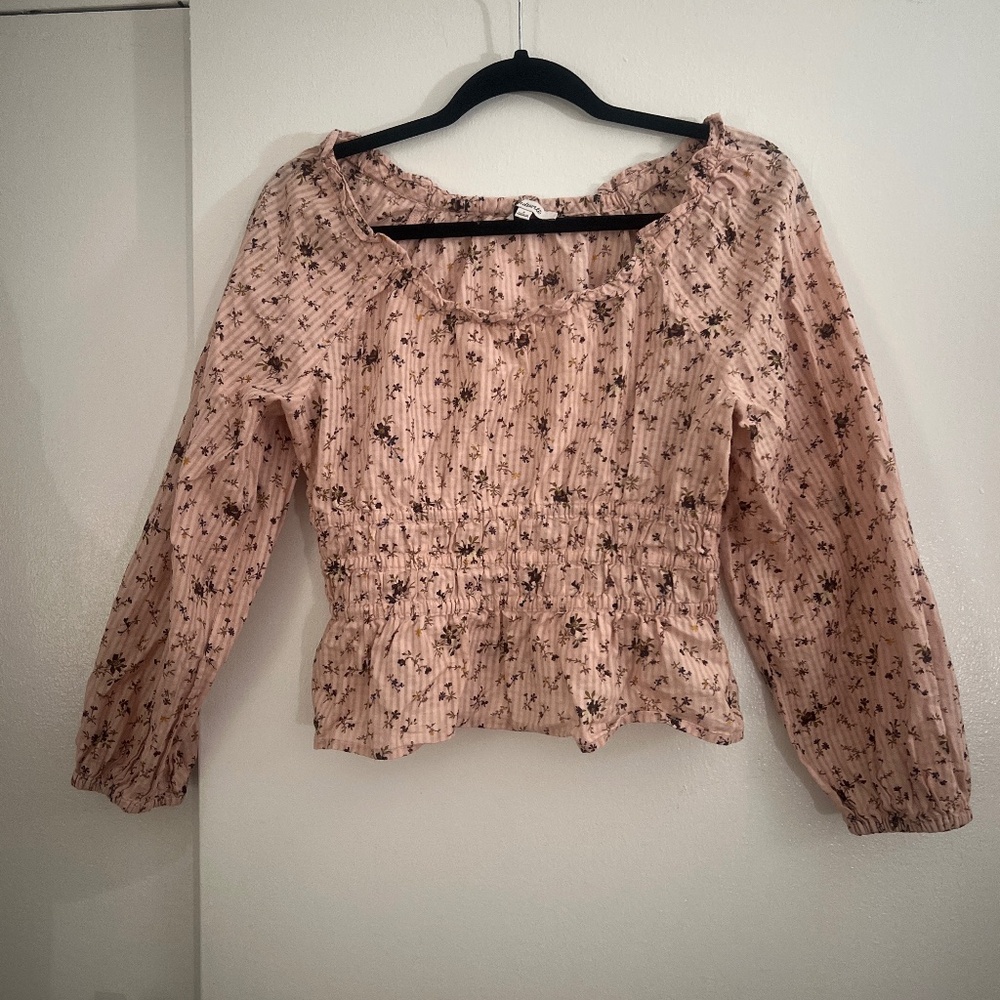Madewell pink long sleeve shirt